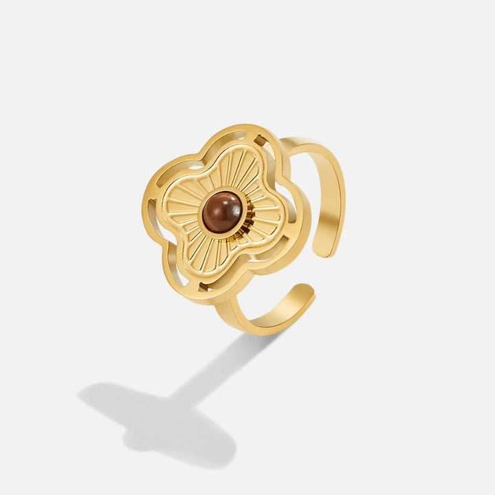Tiigri silma sõrmus õnneliku lillega